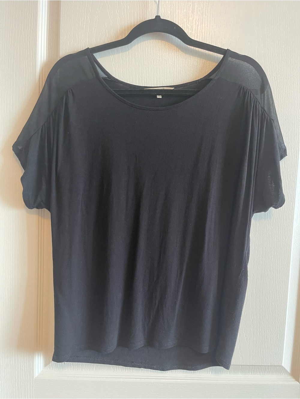 RW&CO Black Short Sleeve Sheer Top size Small